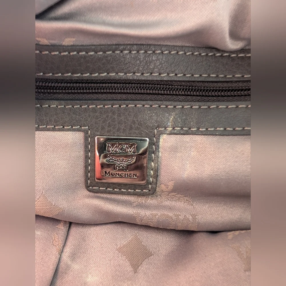 MCM Gray and Silver Harlequin Satchel with Dust Bag